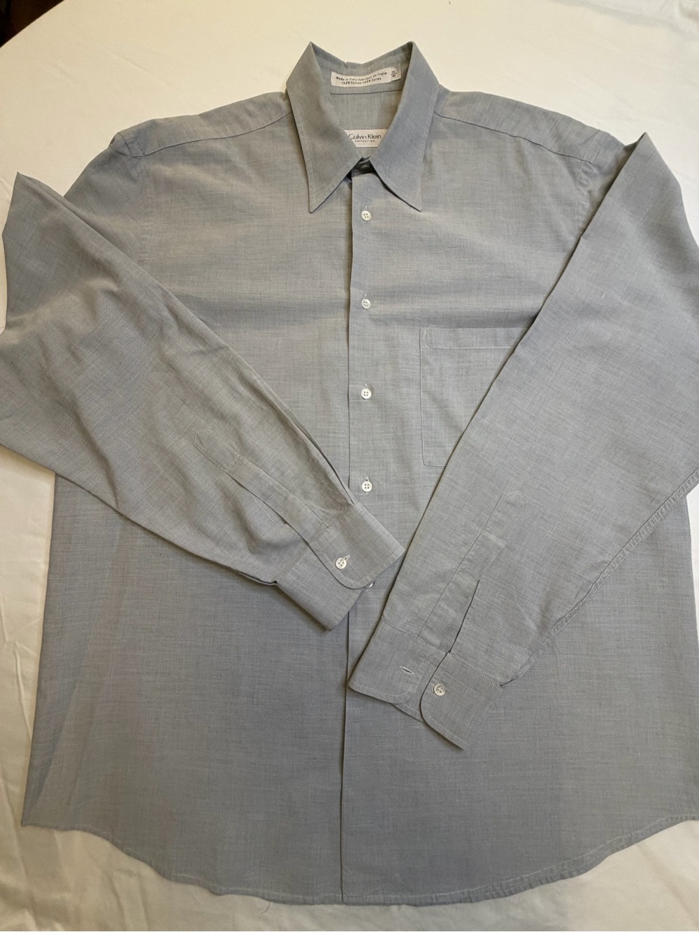 Calvin Klein Collection Made in Italy Cotton Dress Shirt Men’s 16/41 light grey